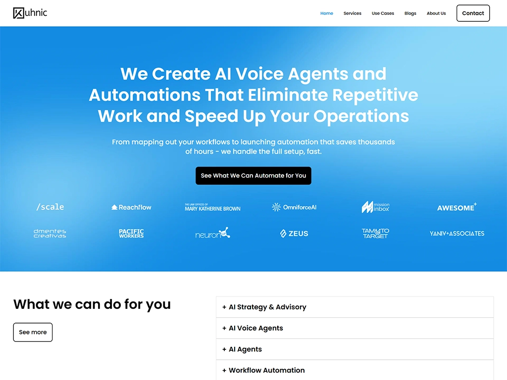 Kuhnic website, a custom WordPress rebuild for an AI automation brand
